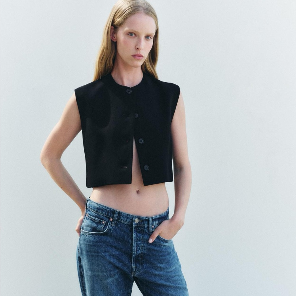 Zara zw collection vest top black medium